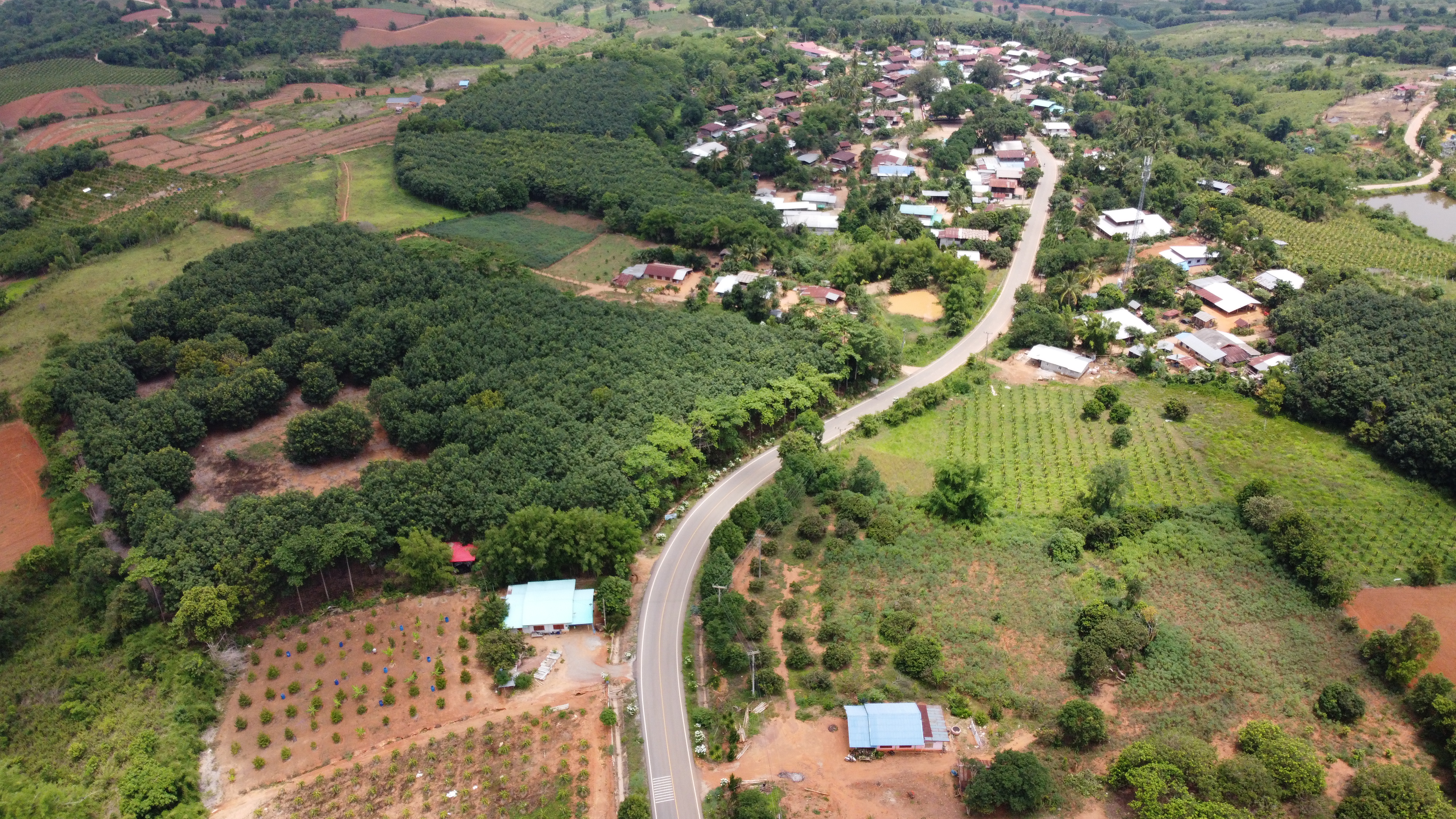 Aerial view of a beautiful mountain village